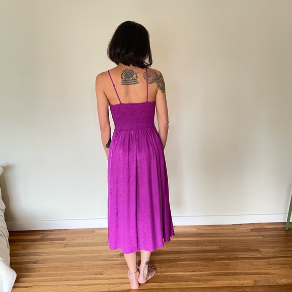 Rebecca Taylor 100% Silk Snakeskin Pattern Midi Dress, Drop Waist - Pink, Size 4 - Picture 4 of 11